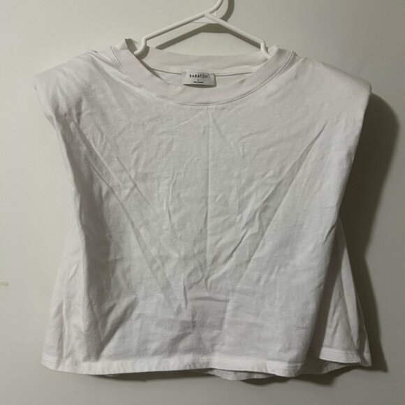 Babaton Tops - Babaton Shoulder  Pad White Tee